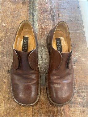 Barneys New York Brown Leather Slip-On Loafers Size 42